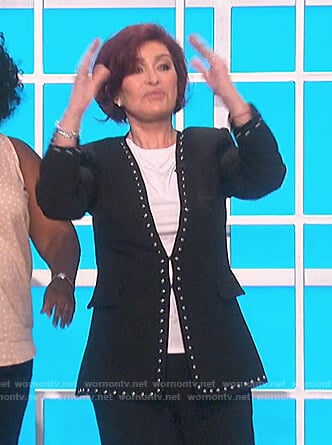 Sharon’s black studded trim jacket on The Talk