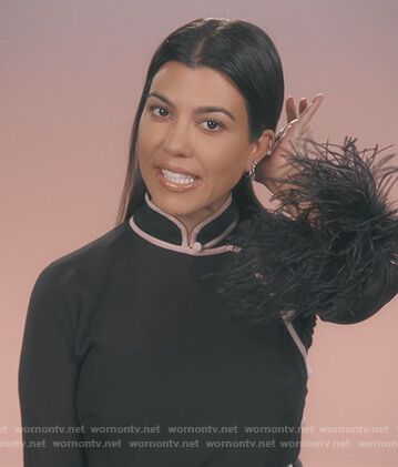 Kourtney’s black feather trim top on Keeping Up with the Kardashians