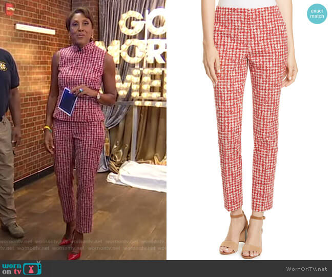 Tarera Slim Jacquard Ankle Pants by Boss worn by Robin Roberts on Good Morning America