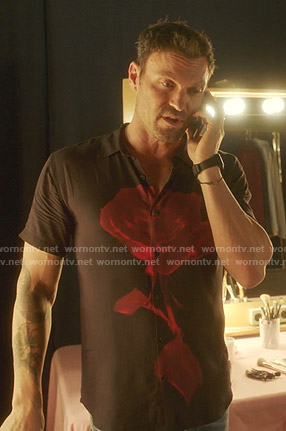 Brian's black rose print shirt on BH90210
