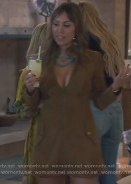 Kelly's brown corduroy mini dress on The Real Housewives of Orange County
