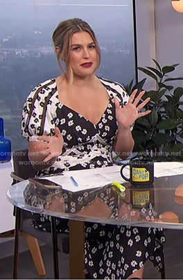 Carissa’s black and white floral print dress on E! News Daily Pop