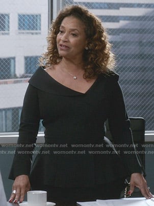 Catherine’s black peplum dress on Greys Anatomy