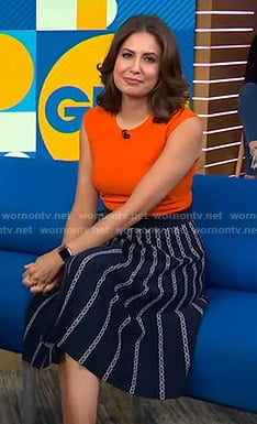 Cecilia’s navy chain print skirt on Good Morning America