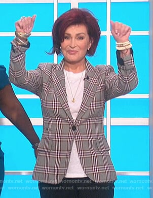 Sharon’s gray plaid blazer on The Talk