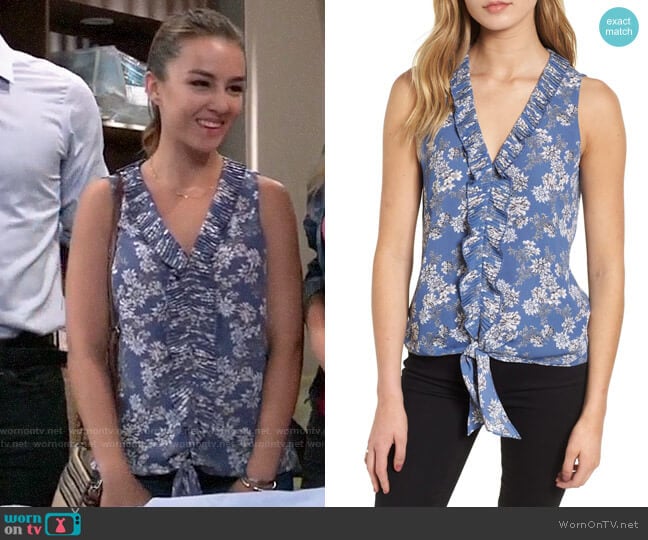 Chelsea28 Ruffle Tie Front Top worn by Kristina Corinthos (Lexi Ainsworth) on General Hospital