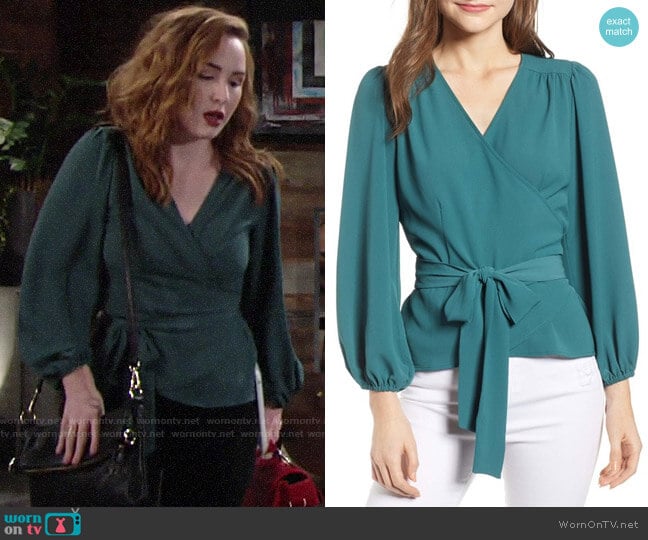 WornOnTV: Mariah’s teal wrap top on The Young and the Restless | Camryn ...