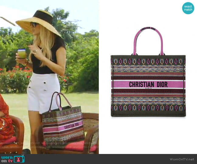 Embroidered Book Tote Bag by Christian Dior worn by Kameron Westcott on The Real Housewives of Dallas