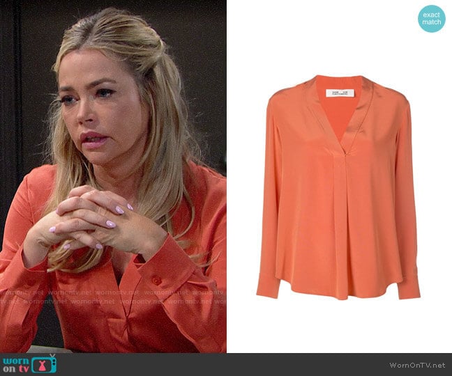 Diane von Furstenberg Sanorah Blouse worn by Shauna Fulton (Denise Richards) on The Bold and the Beautiful