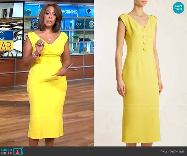 V-Neck Cady Dress by Dolce & Gabbana worn by Gayle King on CBS Mornings