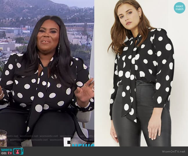 Tie Neck Blouse by Eloquii worn by Nina Parker on E! News