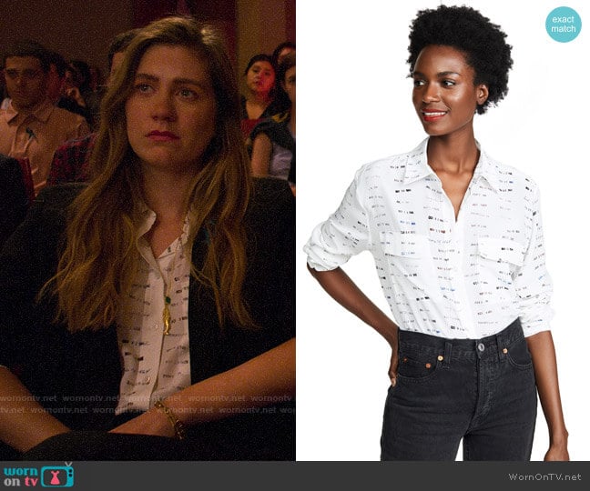 Equipment Date Stamp Signature Silk Shirt worn by McAfee (Laura Dreyfuss) on The Politician