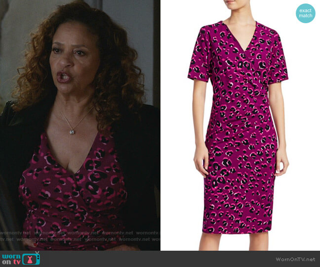 Leopard-Print Jersey Faux Wrap Dress by Escada worn by Catherine Avery (Debbie Allen) on Greys Anatomy