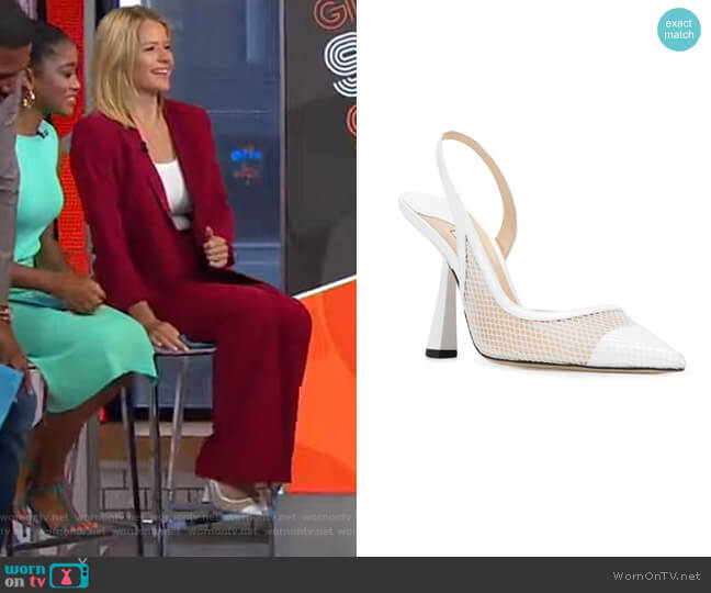 Fetto 100 Slingback Pumps by Jimmy Choo worn by Sara Haines on Good Morning America