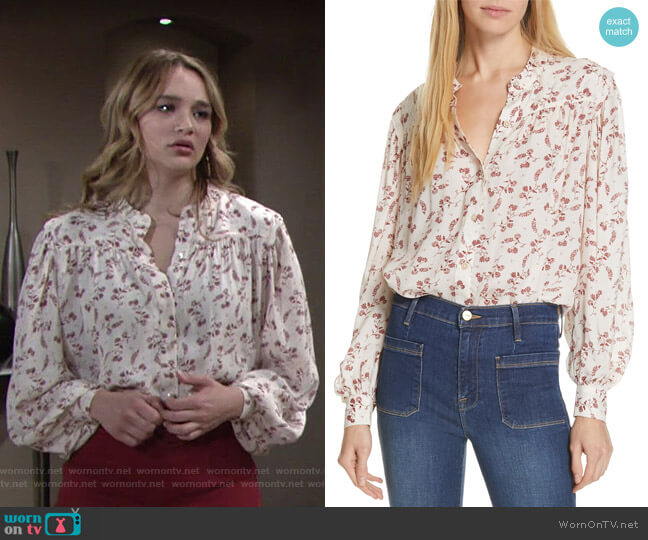 Voluminous Floral Print Top by Frame worn by Summer Newman (Hunter King) on The Young and the Restless