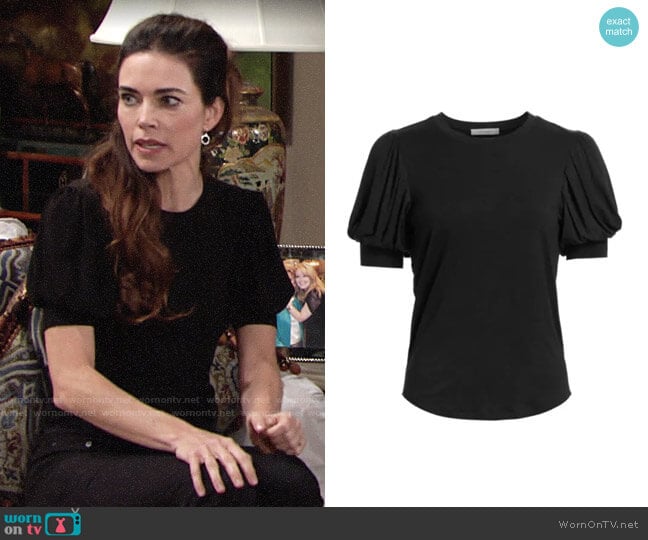 Frame Balloon Sleeve Tee worn by Victoria Newman (Amelia Heinle) on The Young and the Restless