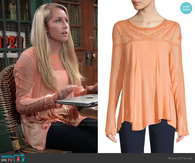 Free People Botanical Lace Long-Sleeve Top worn by Josslyn Jacks (Eden McCoy) on General Hospital