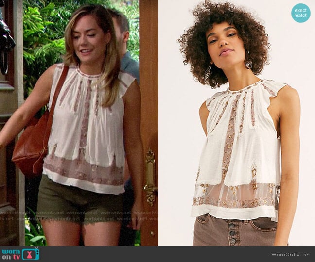 Free People Morocco Embellished Tank worn by Hope Logan (Annika Noelle) on The Bold and the Beautiful