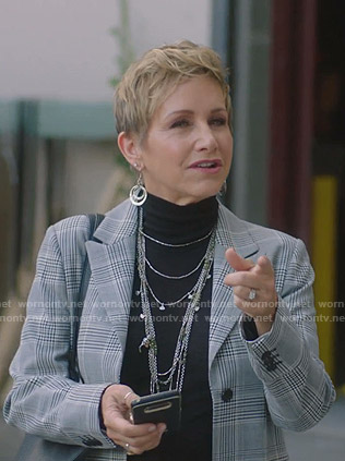 Gabrielle’s grey plaid coat on BH90210