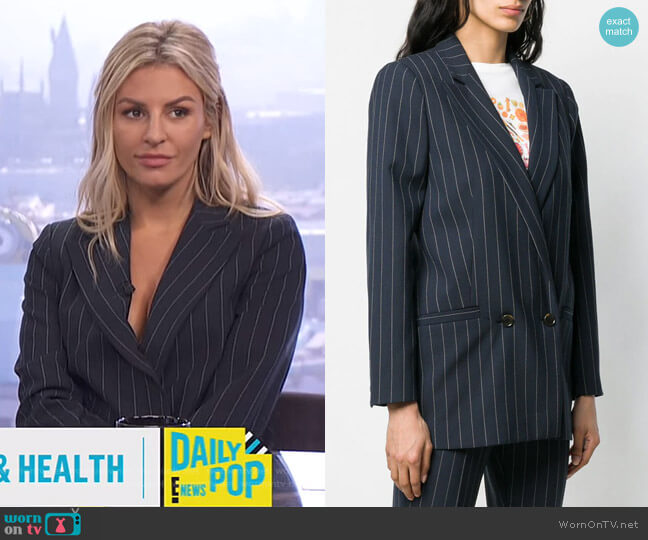 Hewitt Pinstripe Blazer by Ganni worn by Morgan Stewart on E! News