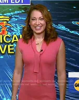 Ginger’s pink tie neck dress on Good Morning America