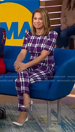 Ginger’s purple plaid top and pants on Good Morning America