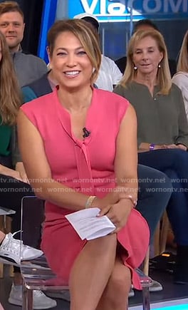 Ginger’s pink tie neck dress on Good Morning America