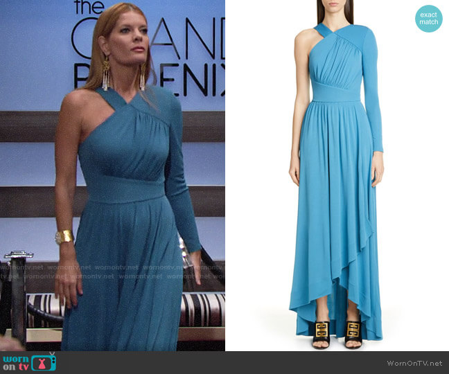 Givenchy Draped One-Shoulder Crepe Jersey Gown worn by Phyllis Summers (Michelle Stafford) on The Young and the Restless