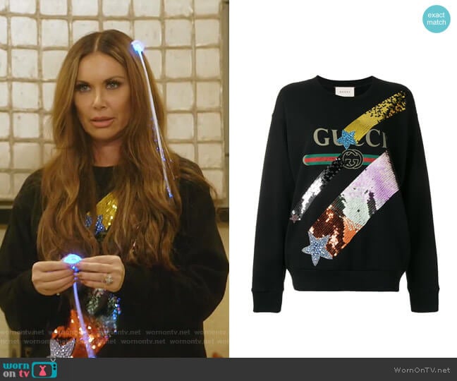 Sequinned Logo Sweatshirt by Gucci worn by LeeAnne Locken on The Real Housewives of Dallas