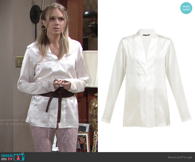 Haider Ackermann Dali shawl collar silk blouse worn by Abby Newman (Melissa Ordway) on The Young & the Restless