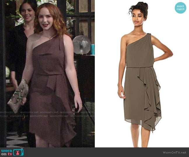 Halston Heritage One Shoulder Drape Detail Dress  worn by Mariah Copeland (Camryn Grimes) on The Young and the Restless