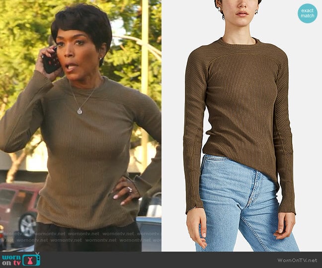 Rib-Knit Cotton Fitted Top by Helmut Lang worn by Athena Grant (Angela Bassett) on 9-1-1