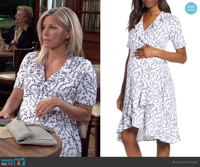 Isabella OliverLullah Ruffle Wrap Maternity Dress worn by Carly Spencer (Laura Wright) on General Hospital