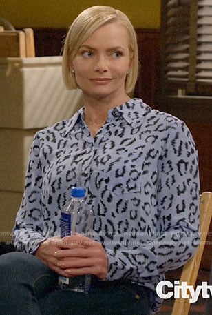 Jill’s blue leopard print shirt on Mom