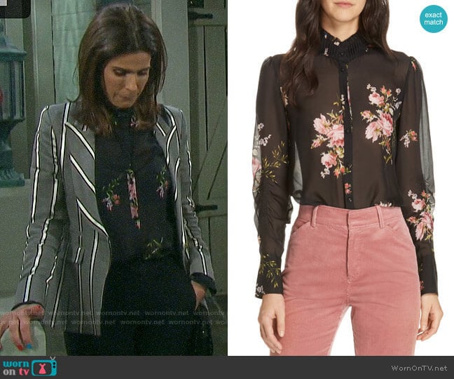 Joie Elzie Print Silk Blouse worn by Hope Williams (Kristian Alfonso) on Days of our Lives