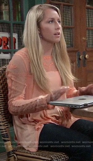 Josslyn’s orange embroidered top on General Hospital