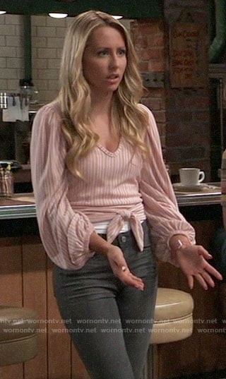 Josslyn’s striped tie waist top on General Hospital