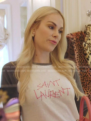 Kameron's Saint Laurent logo tee on The Real Housewives of Dallas