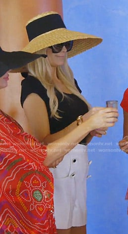 Kameron's white shorts and straw hat on The Real Housewives of Dallas