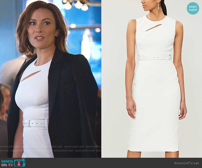 Cutout Belted Crepe Dress by Karen Millen worn by Quinn (Laura Benanti) on Younger