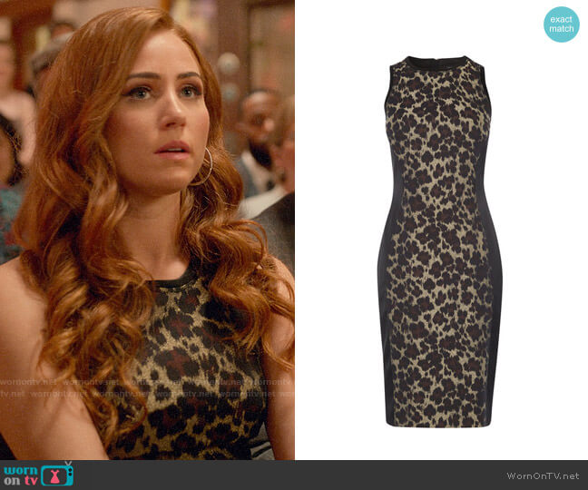 Karen Millen Leopard Bodycon Dress worn by Zara (Sophia La Porta) on Four Weddings and a Funeral