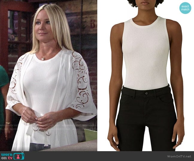 Karen Millen Rib Knit Tank worn by Sharon Newman (Sharon Case) on The Young and the Restless