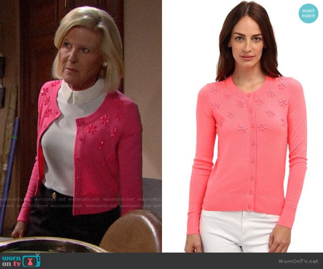 WornOnTV: Pam’s beaded collar top and pink cardigan on The Bold and the ...