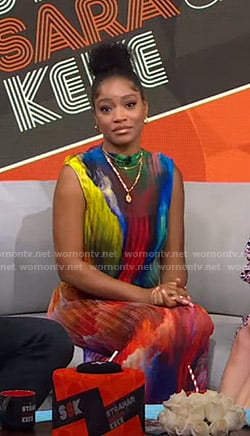 Keke's rainbow pleated dress on GMA Strahan Sara And Keke