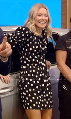 Kelly’s black polka dot dress on Live with Kelly and Ryan