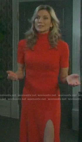 Kristen’s red turtleneck dress on Days of our Lives