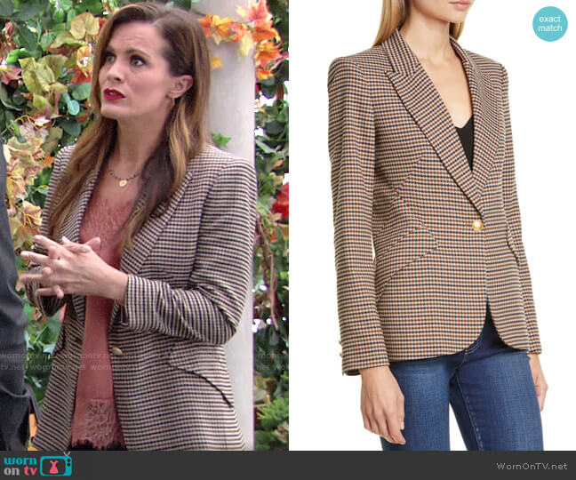L'Agence Chamberlain Houndstooth Blazer worn by Chelsea Lawson (Melissa Claire Egan) on The Young and the Restless