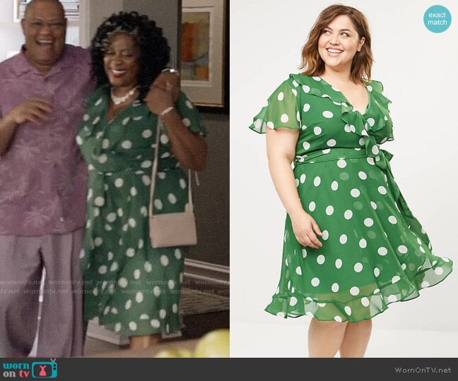 Lane Bryant Chiffon Faux-Wrap Fit & Flare Dress worn by Lynette on Black-ish