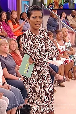 Tamron’s leopard bodycon dress on the Tamron Hall Show