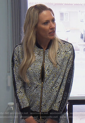 Braunwyn's leopard bomber jacket and leggings on The Real Housewives of Orange County